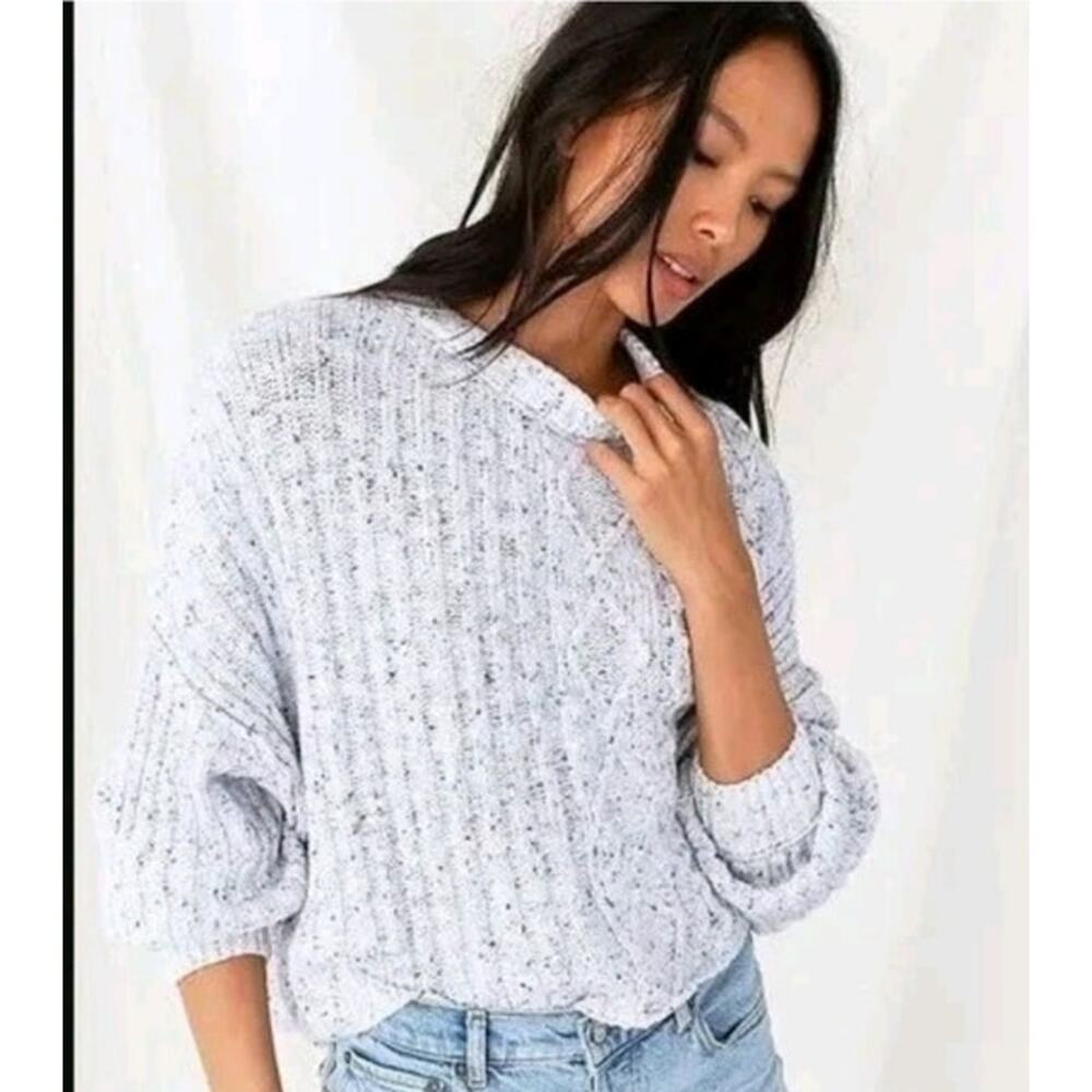 Free People Cutting Edge Cropped Cable Knit Sweater Sz Small